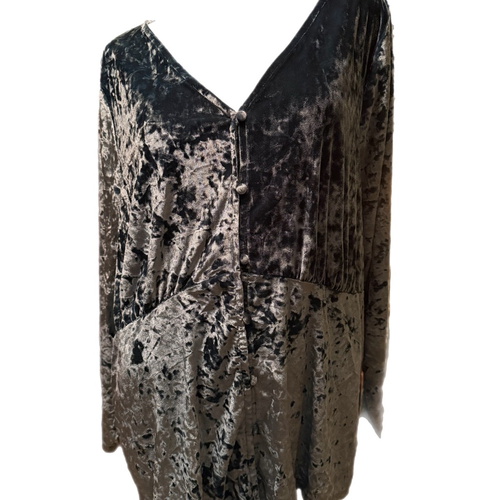 Lane Bryant Blue Velvet Top - Picture 1 of 4